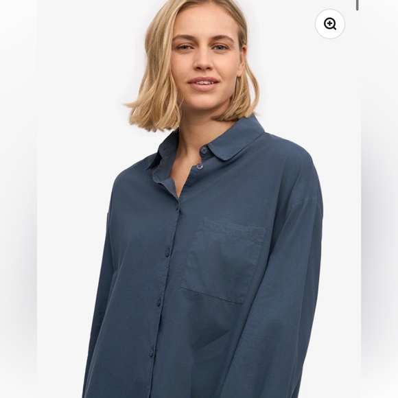 Organic Oversized Shirt - Petrol Blue - Picture 2 of 5
